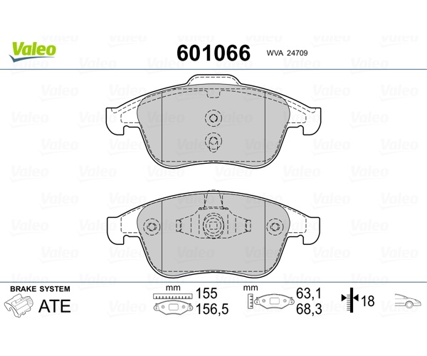 Brake Pad Set, disc brake - 601066 VALEO