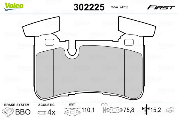 Brake Pad Set, disc brake - 302225 VALEO