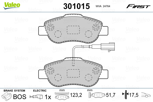 Kit pastiglie freno, Freno a disco - 301015 VALEO