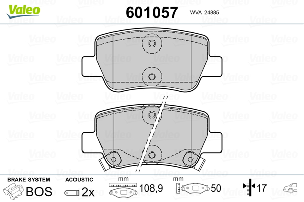 Brake Pad Set, disc brake - 601057 VALEO