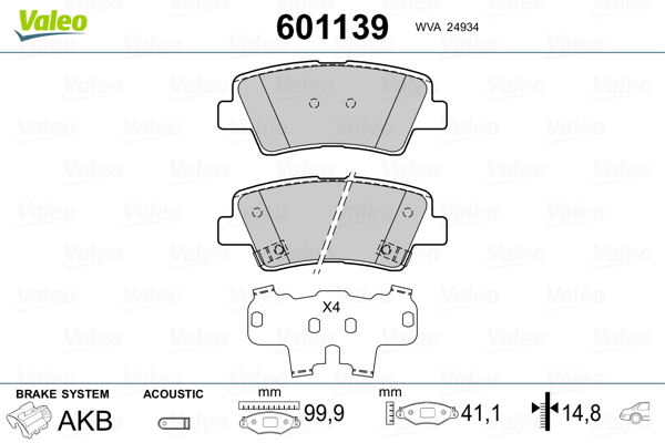 Brake Pad Set, disc brake - 601139 VALEO