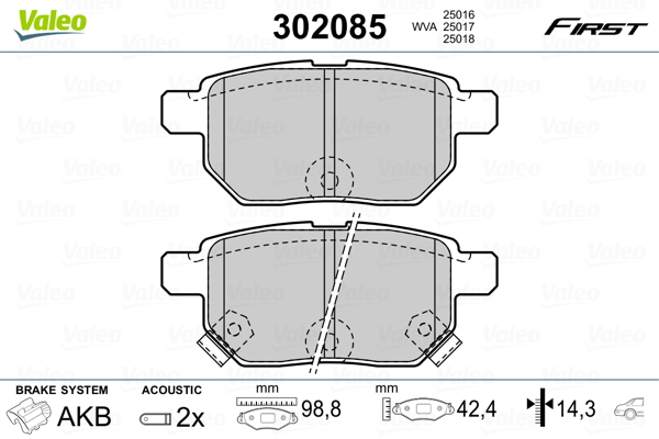 Brake Pad Set, disc brake - 302085 VALEO