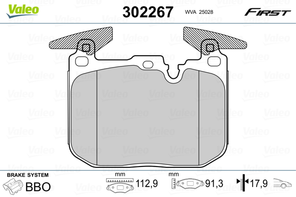 Brake Pad Set, disc brake - 302267 VALEO