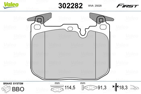 Brake Pad Set, disc brake - 302282 VALEO