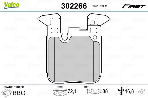 Kit pastiglie freno, Freno a disco - 302266 VALEO