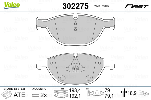 Kit pastiglie freno, Freno a disco - 302275 VALEO