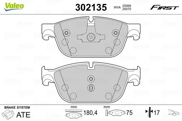 Brake Pad Set, disc brake - 302135 VALEO
