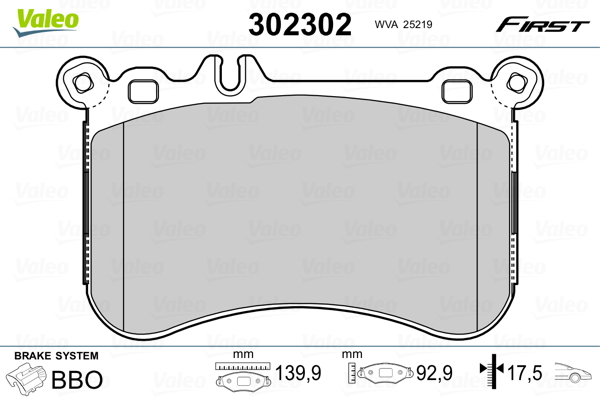 Brake Pad Set, disc brake - 302302 VALEO