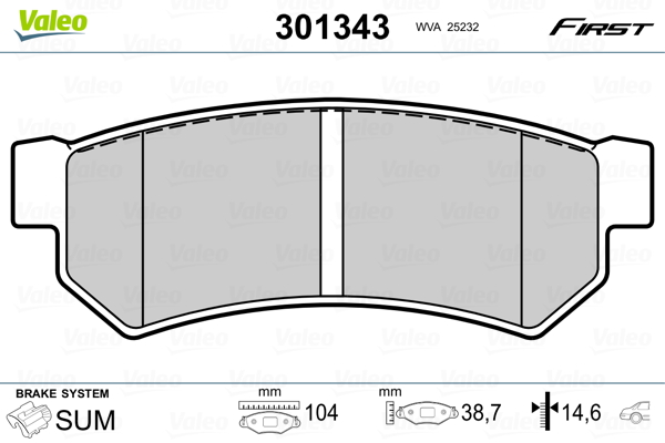 Kit pastiglie freno, Freno a disco - 301343 VALEO
