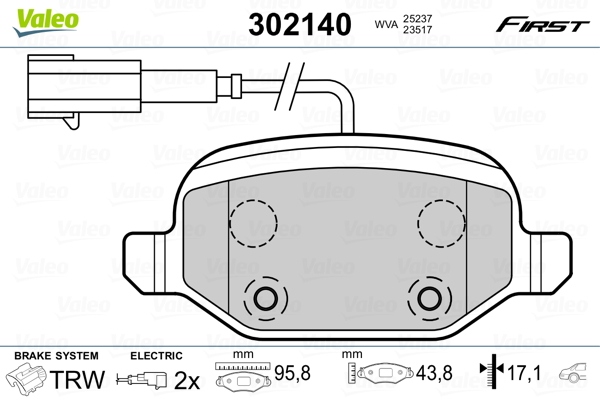 Kit pastiglie freno, Freno a disco - 302140 VALEO