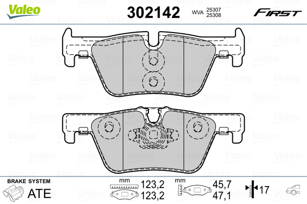 Brake Pad Set, disc brake - 302142 VALEO