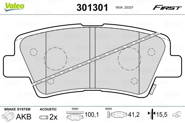 Brake Pad Set, disc brake - 301301 VALEO
