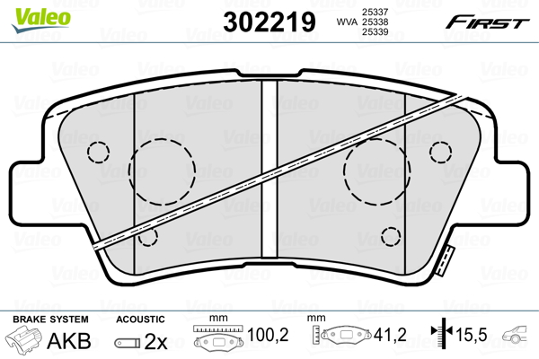 Kit pastiglie freno, Freno a disco - 302219 VALEO