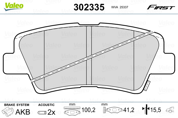 Brake Pad Set, disc brake - 302335 VALEO
