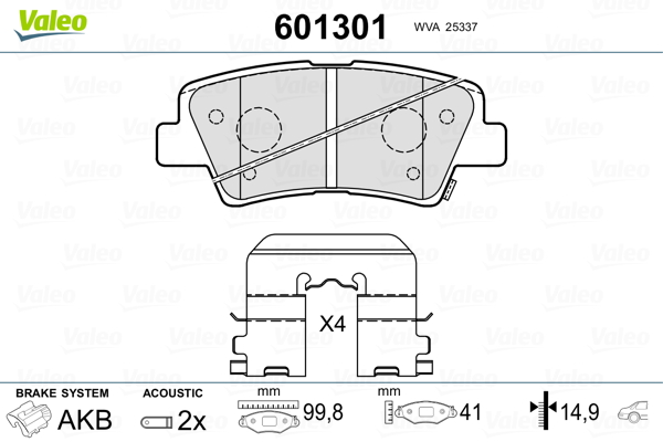 Brake Pad Set, disc brake - 601301 VALEO