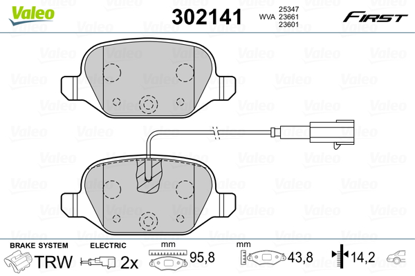 Brake Pad Set, disc brake - 302141 VALEO