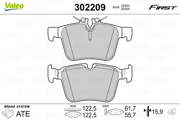 Kit pastiglie freno, Freno a disco - 302209 VALEO