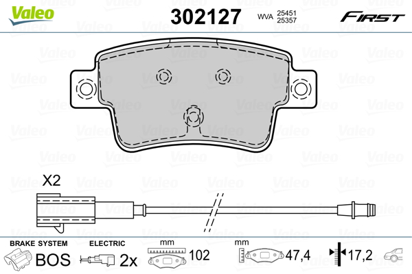 Brake Pad Set, disc brake - 302127 VALEO
