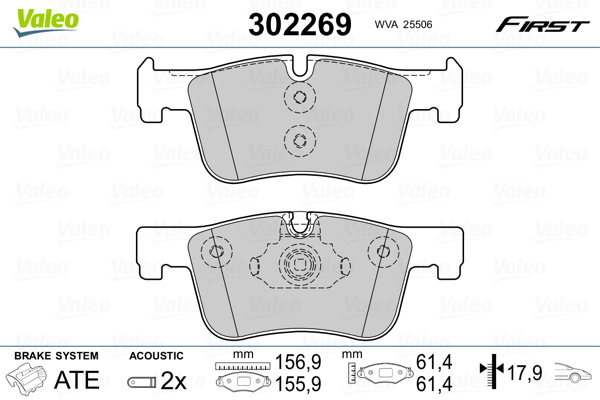 Brake Pad Set, disc brake - 302269 VALEO