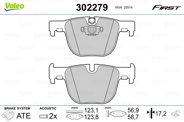 Brake Pad Set, disc brake - 302279 VALEO