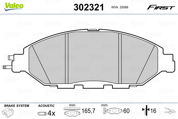 Kit pastiglie freno, Freno a disco - 302321 VALEO