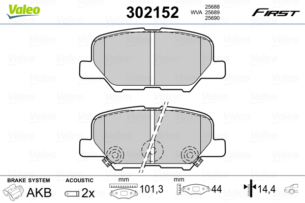 Brake Pad Set, disc brake - 302152 VALEO