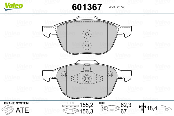 Brake Pad Set, disc brake - 601367 VALEO