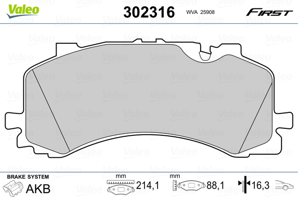 Brake Pad Set, disc brake - 302316 VALEO