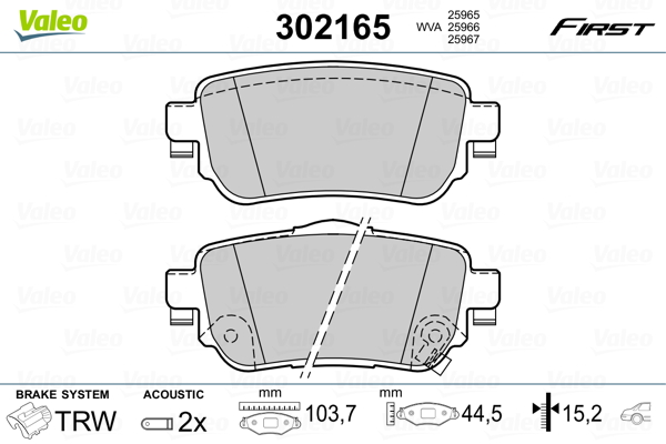 Kit pastiglie freno, Freno a disco - 302165 VALEO