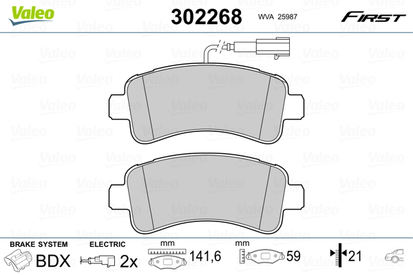 Kit pastiglie freno, Freno a disco - 302268 VALEO