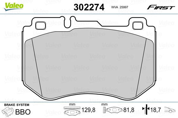 Kit pastiglie freno, Freno a disco - 302274 VALEO
