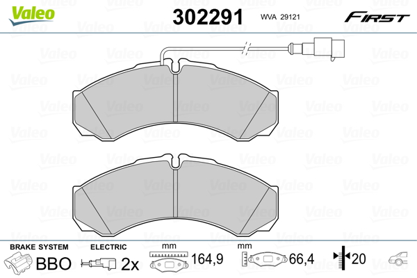 Kit pastiglie freno, Freno a disco - 302291 VALEO