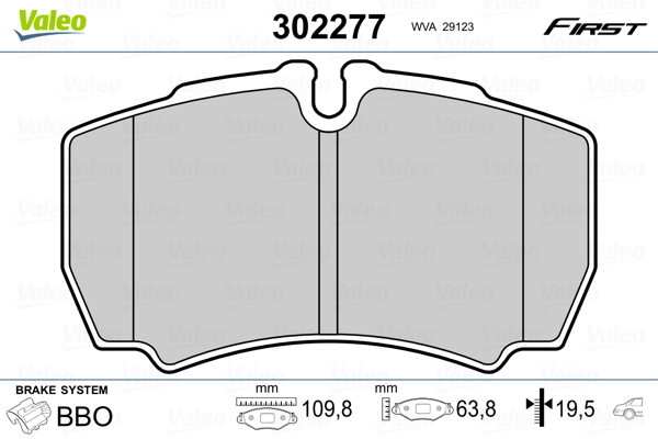Brake Pad Set, disc brake - 302277 VALEO