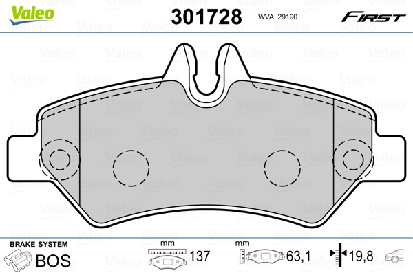Brake Pad Set, disc brake - 301728 VALEO