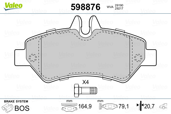 Brake Pad Set, disc brake - 598876 VALEO