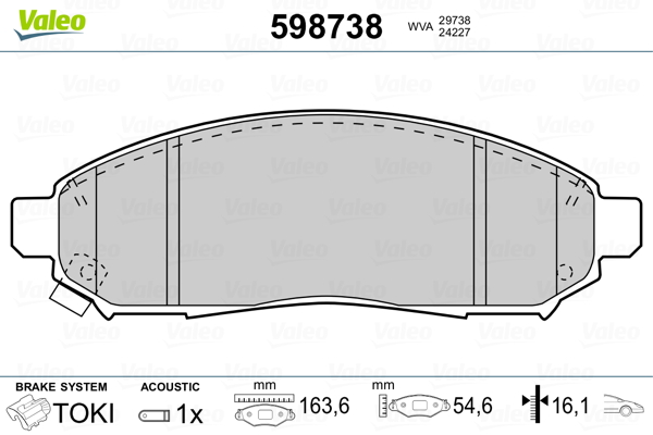 Brake Pad Set, disc brake - 598738 VALEO