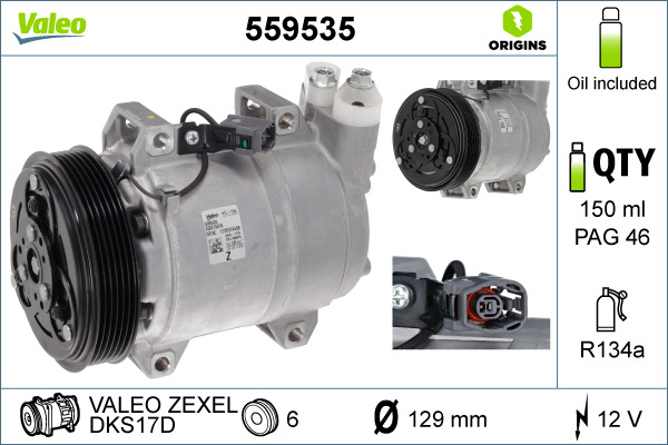 Compressor, air conditioning - 559535 VALEO