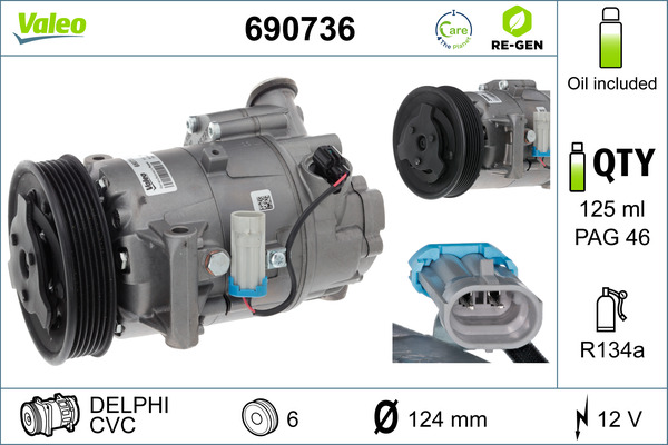 Compressor, air conditioning - 690736 VALEO