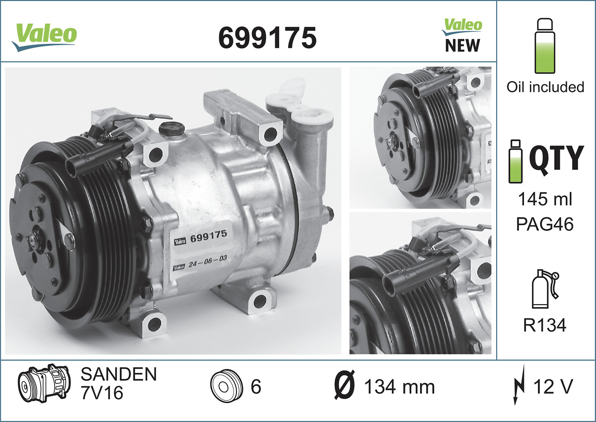 Compressor, air conditioning - 699175 VALEO
