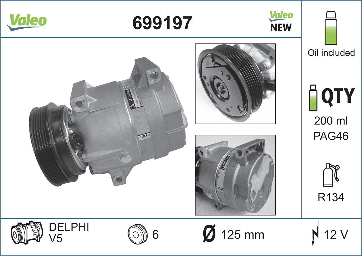 Compressor, air conditioning - 699197 VALEO