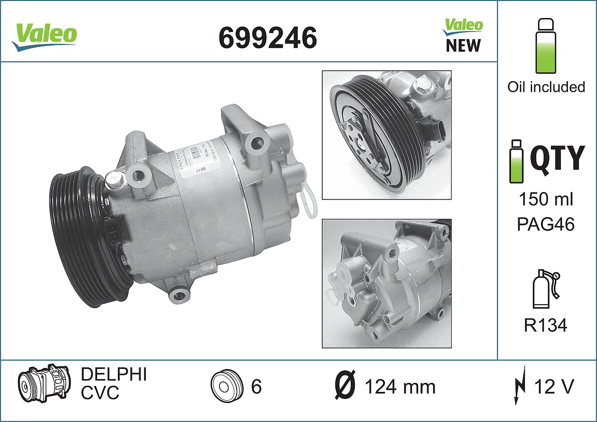Compressore, Climatizzatore - 699246 VALEO