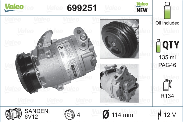 Compressor, air conditioning - 699251 VALEO