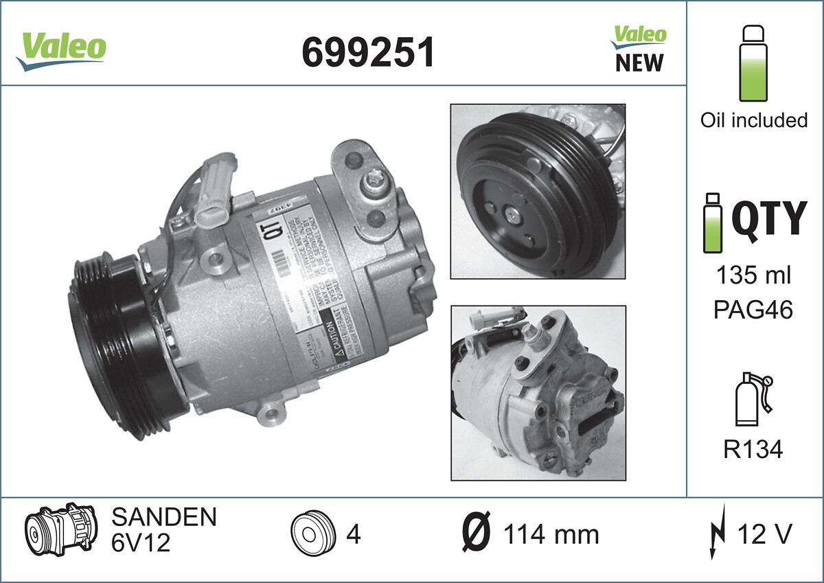 Compressor, air conditioning - 699251 VALEO