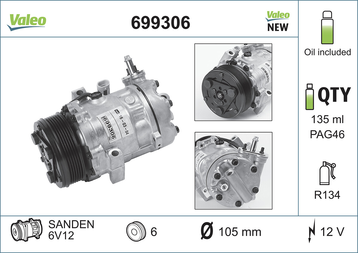 Compressor, air conditioning - 699306 VALEO