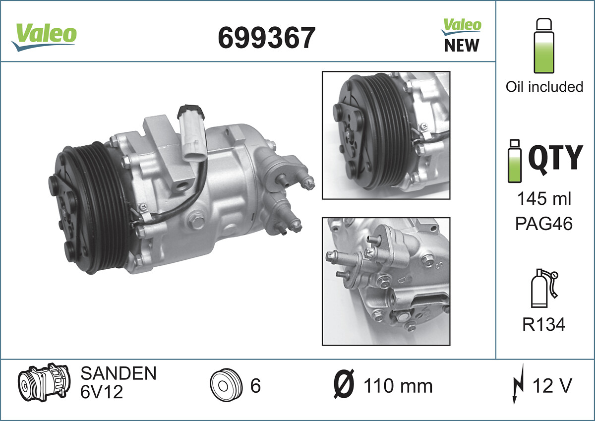 Compressor, air conditioning - 699367 VALEO