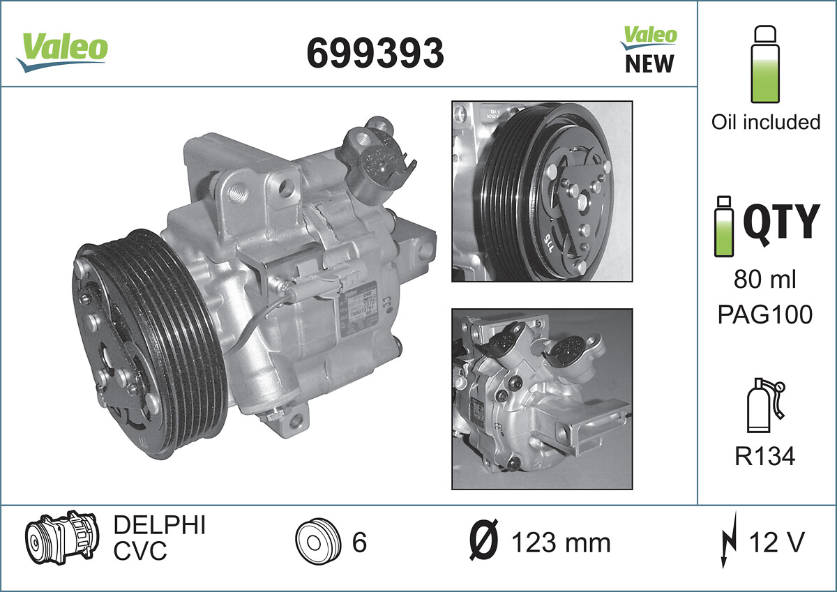 Compressor, air conditioning - 699393 VALEO