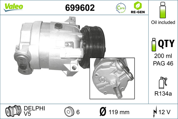 Compressor, air conditioning - 699602 VALEO