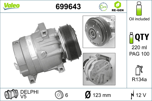 Compressor, air conditioning - 699643 VALEO