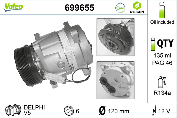 Compressor, air conditioning - 699655 VALEO