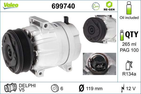 Compressor, air conditioning - 699740 VALEO